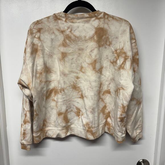 Madewell Womens Tie Dye Sweatshirt Tan Cream Cropped Size Medium 100% Cotton - Picture 2 of 7